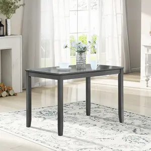 【GOOGREAT】Wooden Dining Rectangular Table, Kitchen Table for Small Space, 4 Person Dining Table, Gray ONLY THE TABLE