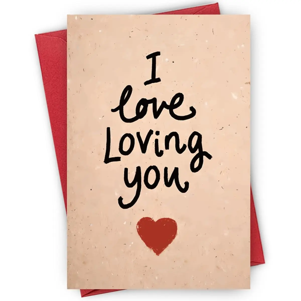 1PC Heartfelt Valentine's Day Card with "I Love Loving You" Handwritten Design, For Romantic Partners, Perfect for Expressing Deep Affection on Valentine's Day