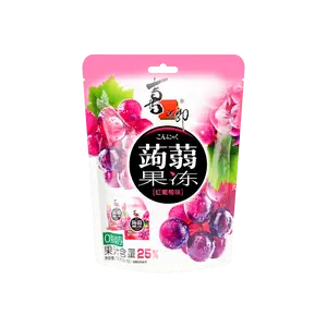 STRONGFOOD 0 Fat Konjac Jelly - Red Grape Flavor, 120g Pouch, 25% Real Fruit Juice, Healthy Snack