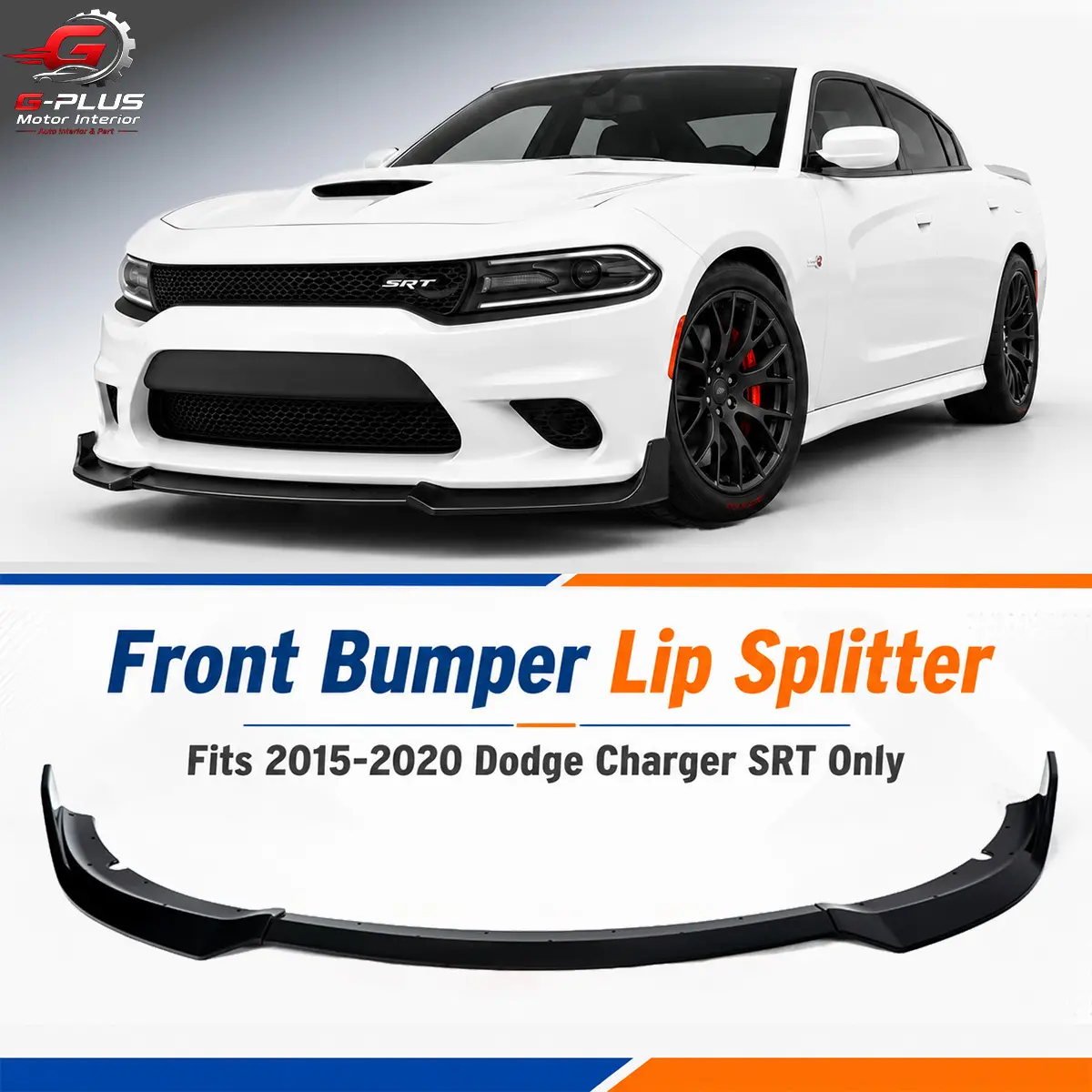 G-PLUS Motor Interior Front Bumper Lip Spoiler Splitter Body Black Fit For 2015-2020 Dodge Charger SRT