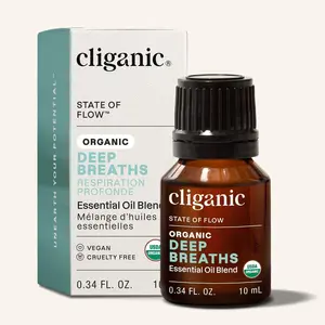 Cliganic Deep Breaths Essential Oil Blend for Healthcare Fitness Healthy Wellness Aromatherapy Therapeutic Treatment Solution Natural Rosemary Tea