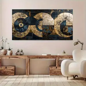 1 Framed Canvas Painting - Modern Round Abstract Mosaic Painting for Decorating Living Room and Bedroom, Interior Decoration, Canvas Painting Art Ornaments Photo