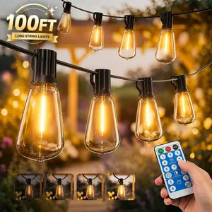 【GLEAM】100FT Solar String Lights, Waterproof & Shatterproof, 8 Modes with Dusk to Dawn and Dimmable, Great for Patio, Porch, or Garden.