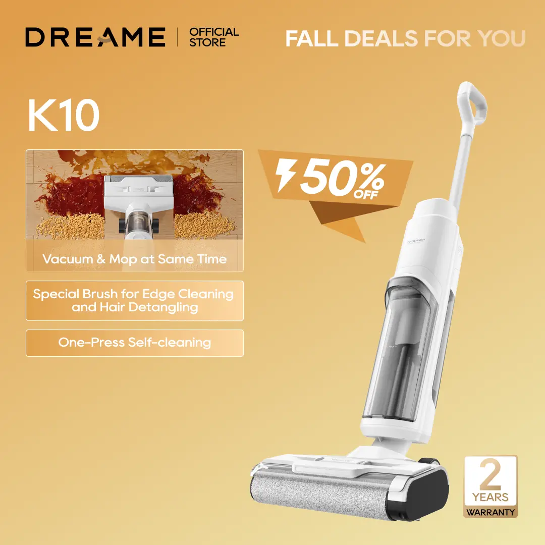 DREAME K10 Vacuum Mop, Wet Dry Vacuum Cleaner, Smart Floor Cleaner Cordless Vacuum and Mop for Hard Floors, 30min Seamless Cleaning, Cleans Itself, 5