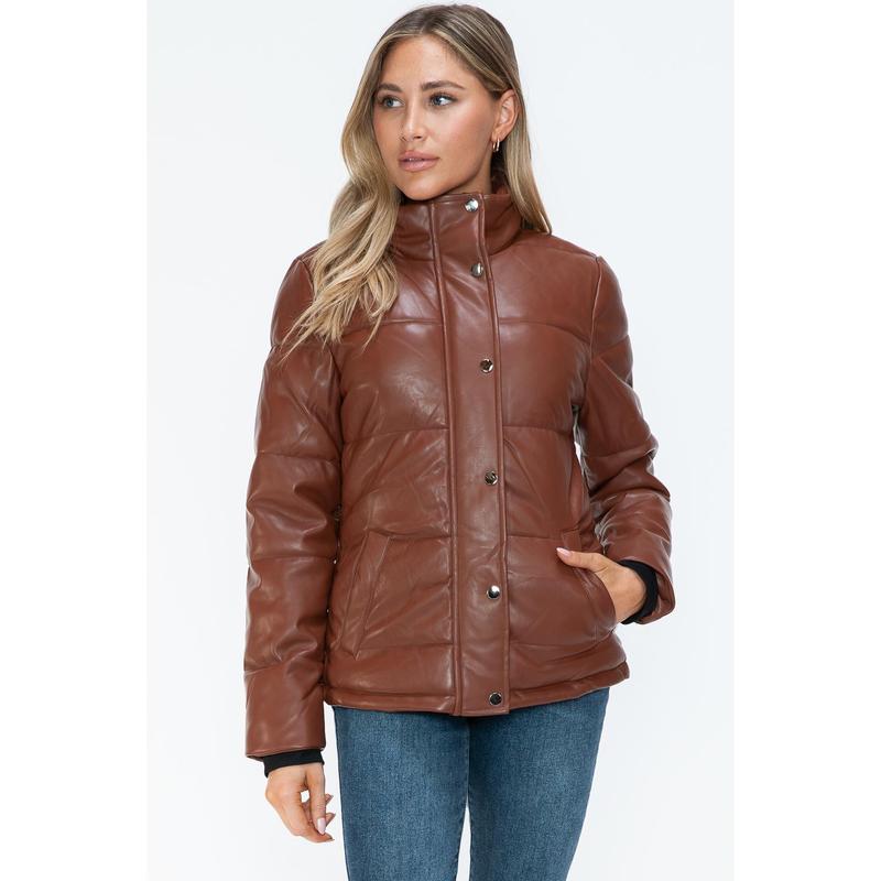 YMI Pocketed Zip Up Turtleneck Puffer Jacket