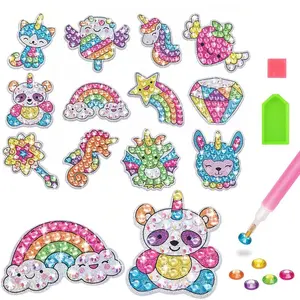12 Create Big Gem Diamond Painting Sticker Kit Art Craft Girls Boys Unicorn Animal Sealife Magical Mosaic Dot Sticky Toys Gifts #HUZ