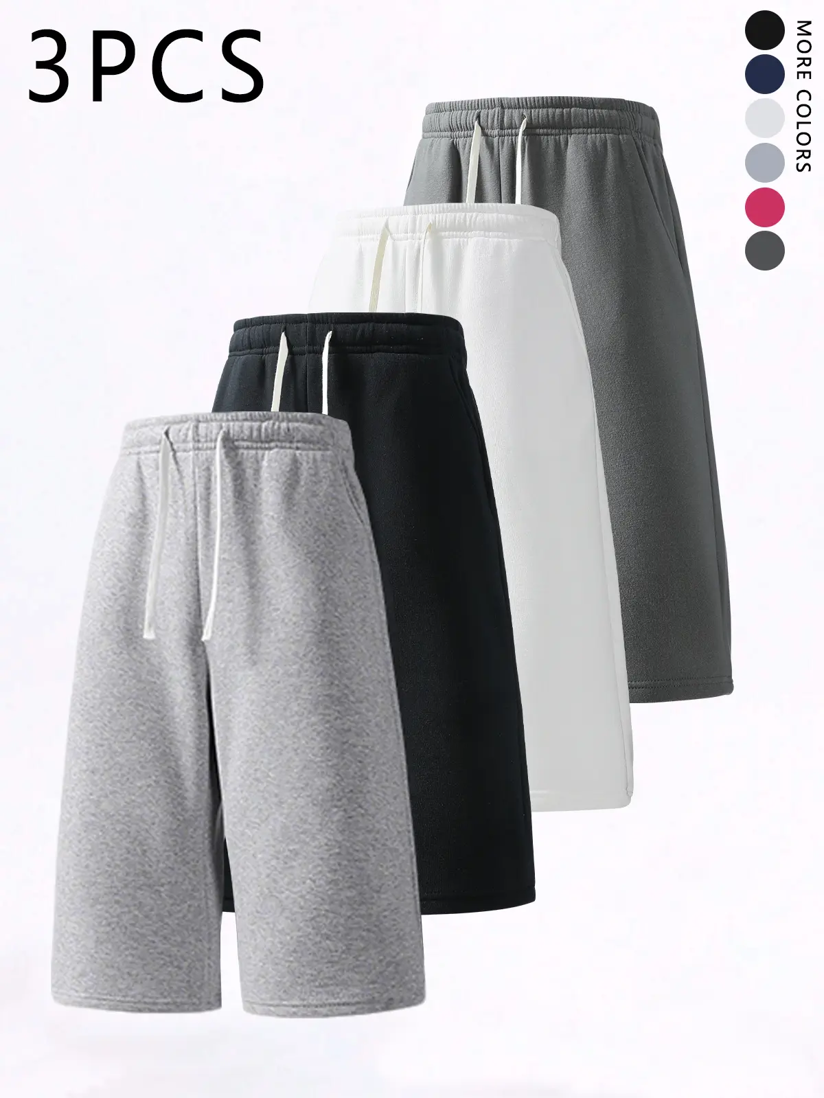 3 Pack Men's Solid Color Drawstring Waist Loose Fit Straight Leg Sports Pants,Simple Plain Fashion Casual versatile Joggers,unisex Basics knit Sweatpants,For Daily Wear,Outdoor,Going Out,Camping,Commute,Suitable For Summer Menswear Activities Trousers