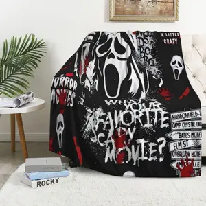 Halloween Ghostface Blanket Scream Throw Blankets,Soft and Cozy Scream Throw Blanket Horror Movie Character Blankets for Bed Home Decor,Halloween Decor For Indoor Outdoor, Gifts for Halloween Christmas