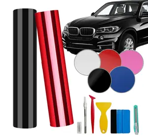 12"x60" (1FTx5FT) Gloss Black Car Auto Vinyl Vehicle Wrap Sticker Film Sheet Decal Air Release Technology With Tool Kit