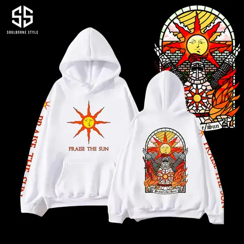[Soulsborne Style] Vintage Solaire of Astora Praise the Sun - Dark souls Unisex Hoodie, Soulsborne Gaming Apparel, Game Shirt, Video Game Clothes, Boy Merch, Gift For Him, Gift For Her, Soulslike Streetwear Black Cotton