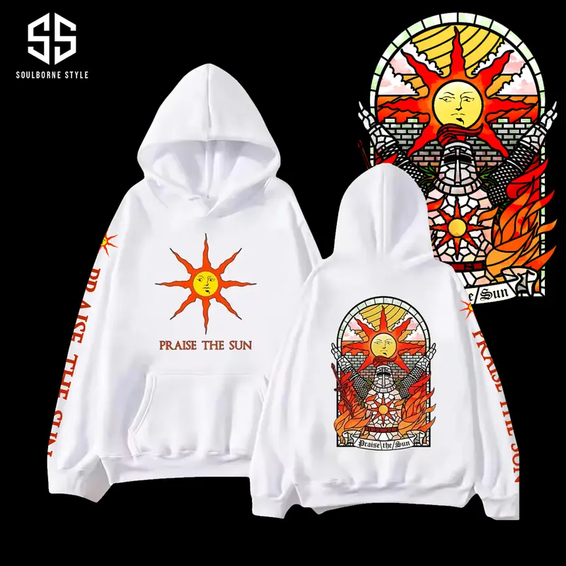 [Soulsborne Style] Vintage Solaire of Astora Praise the Sun - Dark souls Unisex Hoodie, Soulsborne Gaming Apparel, Game Shirt, Video Game Clothes, Boy Merch, Gift For Him, Gift For Her, Soulslike Streetwear Black Cotton