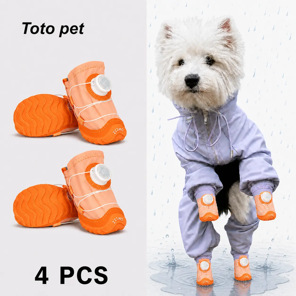 4pcs Dog Booties for Small-Medium Dogs - Slip-Resistant, Waterproof, Vibration Lights, Costumes, PVC-Rubber Paw Protectors (Fairy Purple Sneakers for Havanese, Maltese Puppies), Paws