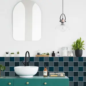 PBS Provence Square Tile Stickers | PVC Thickened Crystal Film | Stylish Two-Color Checkerboard Mix | Waterproof & Oil-Proof | Fits Kitchen/Bath/Floor/Ceiling/Tiles/Old Wood | Home Decor (10PCS/30PCS/50PCS/Box)