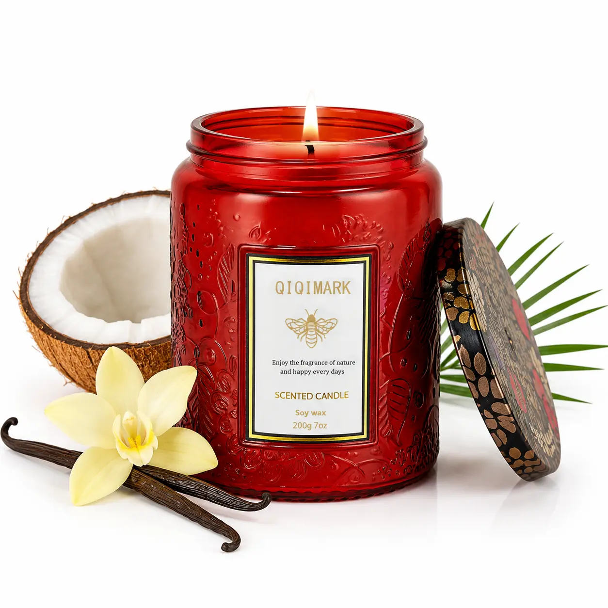 Scented Candles Large Wood Wicked Candles, Decorative Candles in Glass, Natural Soy Wax, 40 Hours Long Burning