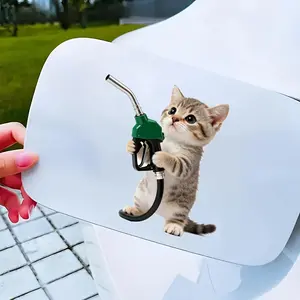 1PC Cute Funny-Style Kitten Holding Fuel Nozzle Car Fuel Cap Sticker For car fuel caps, with the playful kitten holding a fuel nozzle as elements. Its lovely funny texture hits cute-style lovers, instantly creating a relaxed playful atmosphere Car Decals