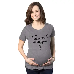 Maternity Miracles Do Happen Pregnancy T Shirt Inspirational Tee for Belly Bump Funny Graphic Maternity Tee Cute Pregnancy Tees With Plus Sizes Pregnant Funny Motivational Short Sleeve Maternity Shirts Dark Grey