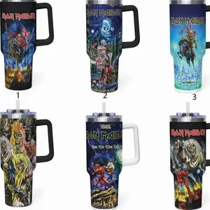 Iron Maiden 40oz Tumbler With Handle – Insulated Stainless Steel Travel Mug, Heavy Metal Fan Gift