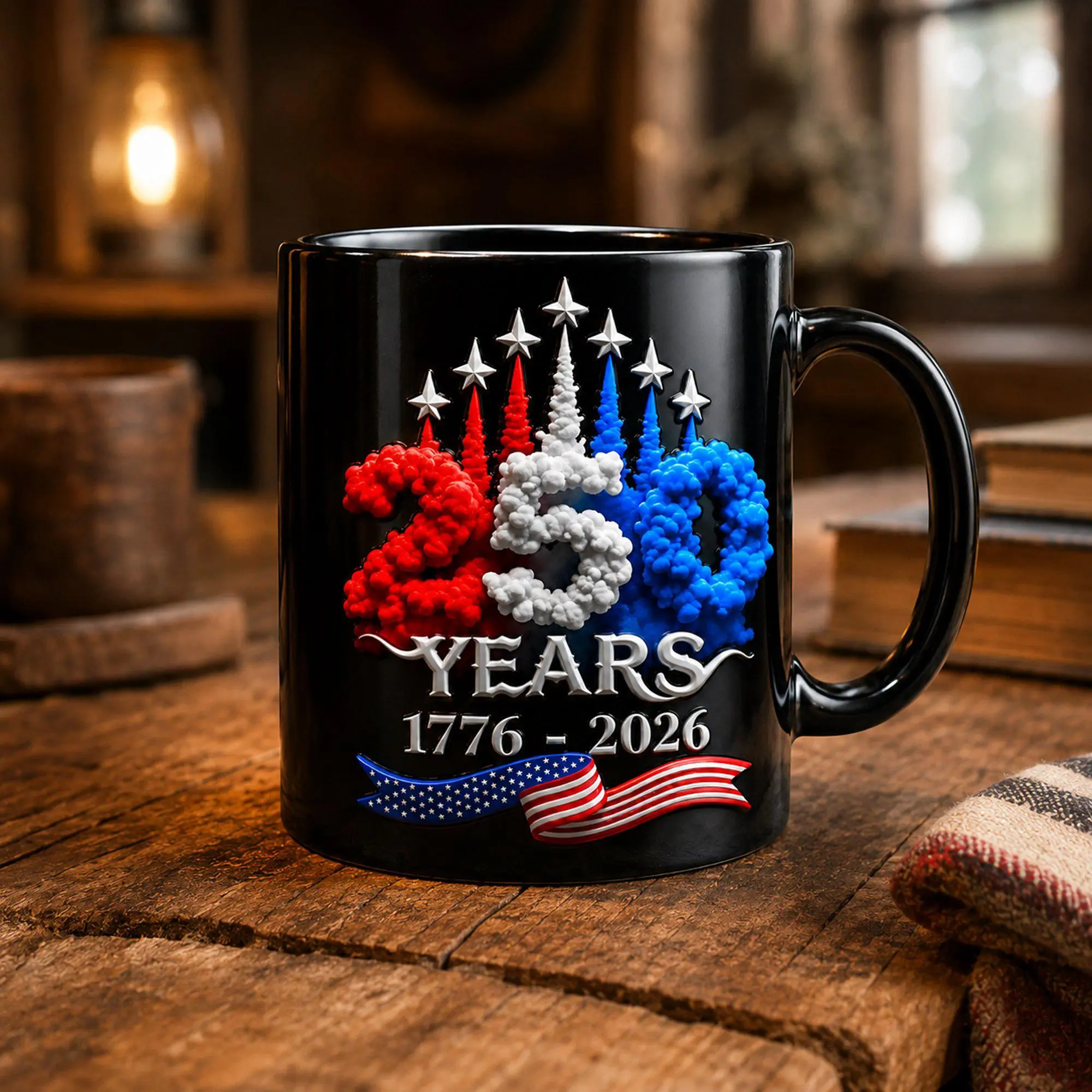 3D EFFECT America 250 Years Mug, Patriotic Faux 3D USA Anniversary Coffee Mug 1776 2026 MUG