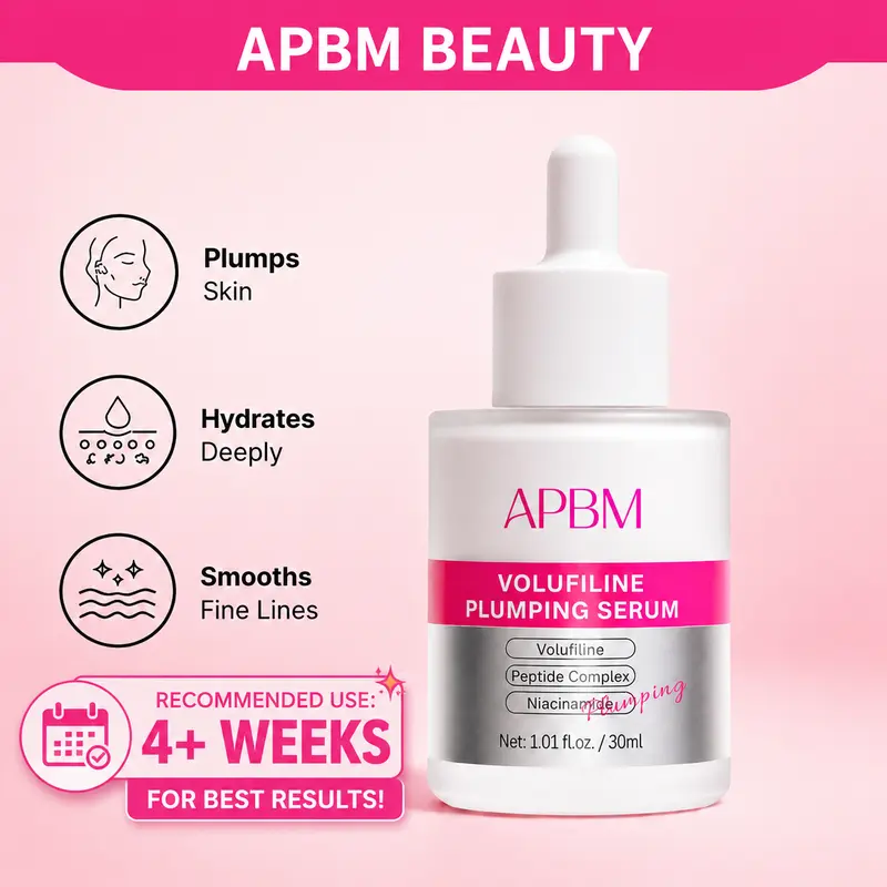 APBM Plumping Serum for Fuller, Radiant, Hydrated Face | Volufiline, Niacinamide & Multi-Peptides Facial Serum to Target Fine Lines, Under-Eye Hollows & Smile Lines, Lightweight, Silky, Fast-Absorbing, All Skin Types, 30ml