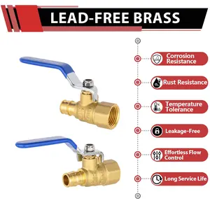 1/2" PEX-A Expansion X 1/2" FNPT Ball Valve, Blue (Lead Free)