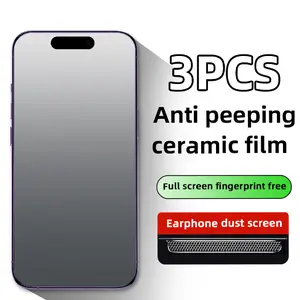 【TikTokShopBacktoSchool】3PCS/Privacy Anti-Spy Screen Protector for iPhone 16e/15 Pro Max/14 Plus/13mini/12/11/XR - Ceramic Sand Matte, Anti-Shatter, Anti-Scratches, Easy Install scratch  proof  film bubble  free