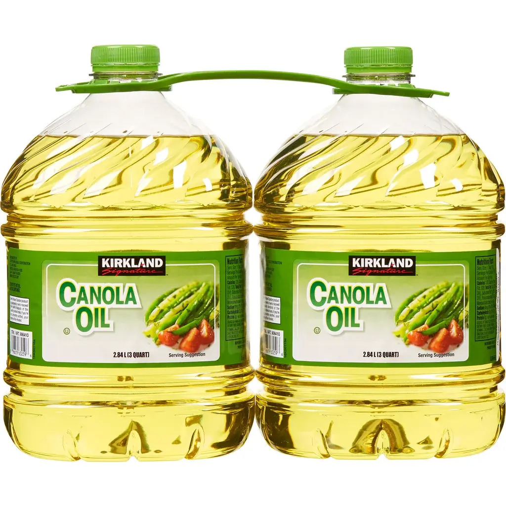 Kirkland Signature Pure Unflavored Rapeseed Canola Oil 2-Count 2.84 L Bottles for Cooking and Baking