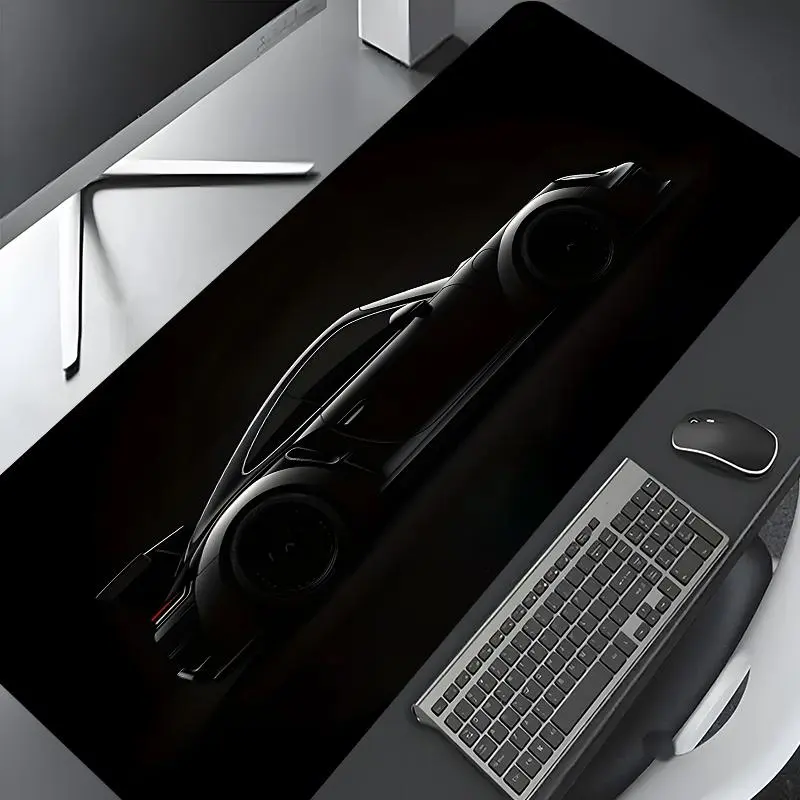 Black Luxury Sports Car Large Gaming Mouse Pad, Aesthetic Desktop Decoration Drotection Pad, Washable Rubber Pad Non-Slip Lock Edge Multi-Size Universal Mouse Pad Suitable For Home Office, Good Gift for Family and Friends, Non Slip Mousepad