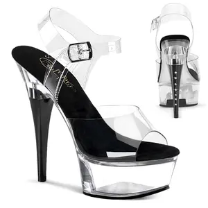 Women's Captiva-608 Clear-Black/Clear Elevated Platform Sandals - Stylish Casual Footwear, Women's Fashion Shoe