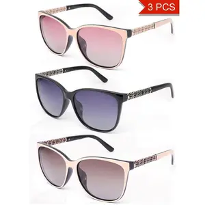 3PCS Polarized Women Fashion TR Memory Frame Polarizing Sunglasses For Women 3PCS Are Uniquely Designed To Protect Against UV 400 Rays