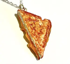 Polymer Clay Grilled Cheese Charm, Necklace, Keychain | Unique Gift | Food Jewelry