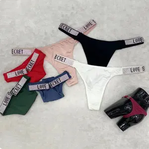 New women's underwear rhinestone letter LOVE dense sticker drill low-rise T-pants sexy underpants briefs, a gift for girls