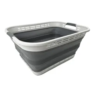 SAMMART 42L (11 Gallons) Collapsible Plastic Laundry Basket - Foldable Pop Up Storage Container/Organizer - Portable Washing Tub - Space Saving Hamper/Basket [BPA Free]