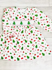 White Christmas Tree Banded Embroidery Dress