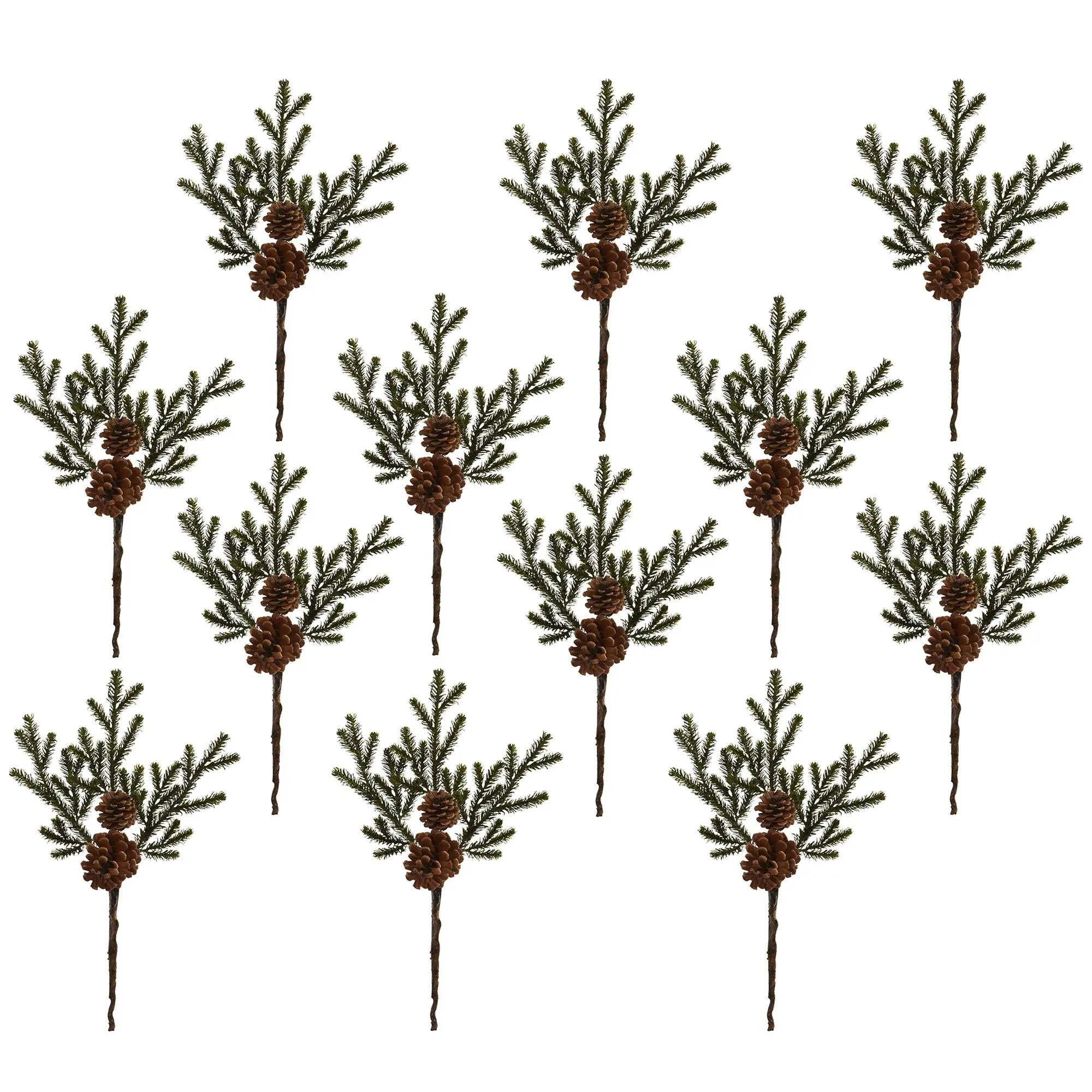 Set of (12) 19" Pine & Pinecone Flowers by Nearly Natural