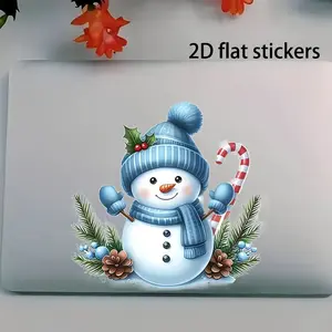 2D flat,  exquisite snowman vinyl sticker - cartoon style winter sticker, self-adhesive and smooth surface, suitable for cars, laptops, trucks, motorcycles, windows, walls - perfect holiday decoration, car stickers/outdoor, car accessories, car stickers