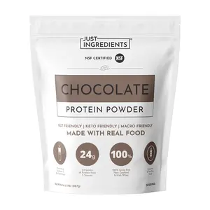 Just Ingredients Chocolate Protein Powder – 30-Serving Blend with 100% Grass-Fed Whey & Organic Plant Proteins – Rich Cocoa Flavor – Supports Muscle Recovery, Energy & Satiety* – No Artificial Sweeteners or Fillers