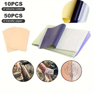 10 Pcs 7.4×5.6 Inch Silicone Powder Skin with 50 Pcs of Transfer Paper Kit Durable Cosmetic Beauty & Personal Care