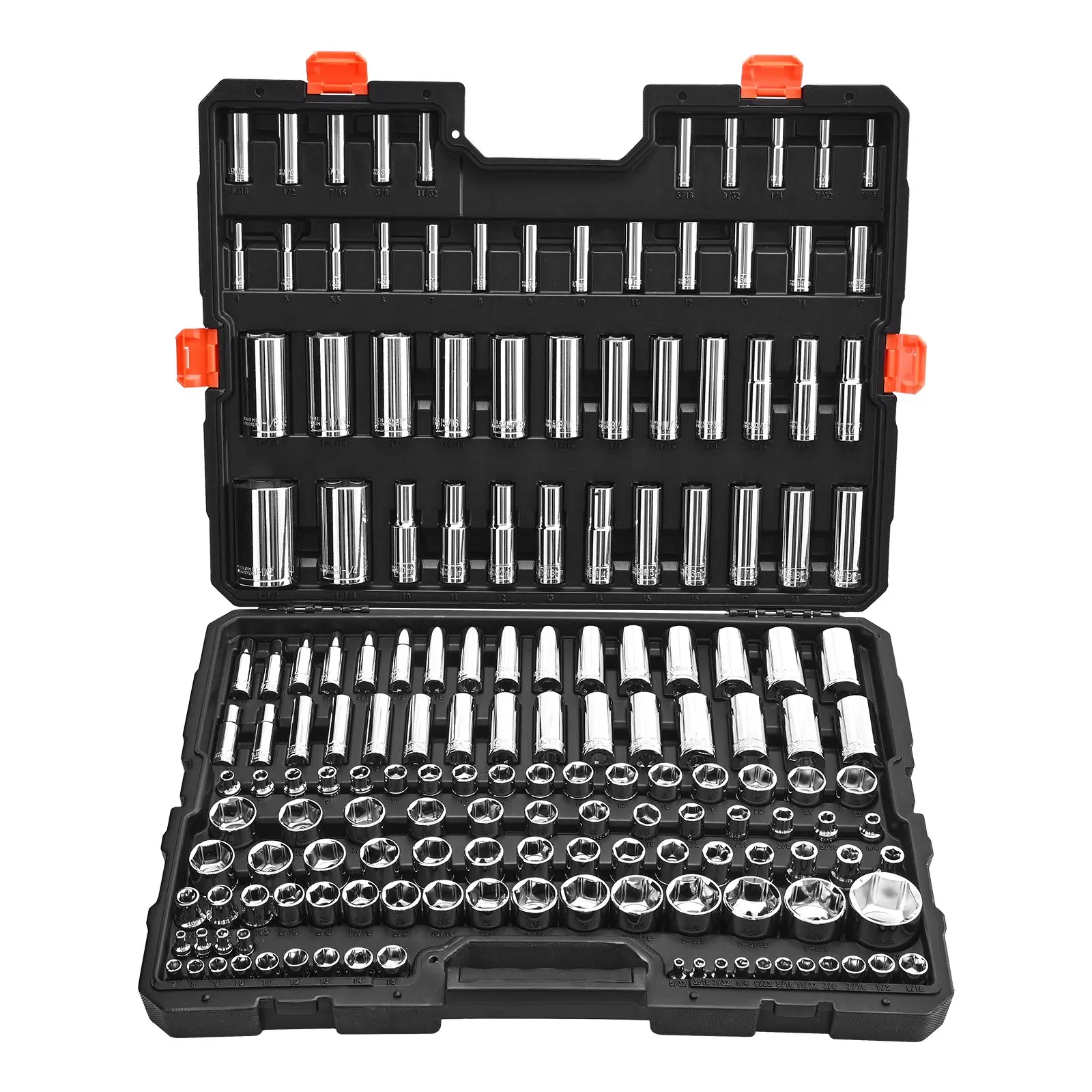 【DealsForYouDays】VEVOR Impact Socket Set, 163-Piece High Torque CR-V Alloy Steel Tool Kit Set, 3/8, 1/4 & 1/2 in Drive, SAE & Metric, Deep & Standard Sockets, Chrome Plated, Hard-Shelled Storage Case Included for Automotive Repair Wrench Set Tool Box
