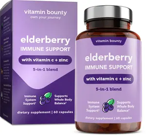 Vitamin Bounty Elderberry Immune Support – 5-in-1 Advanced Blend with Elderberry, Zinc, Vitamin C & Echinacea – 60 Capsules (2 Pack)