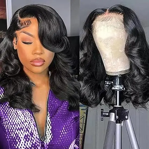 13x4 HD Lace Front Wigs Human Hair 180 Density Body Wave Lace Frontal Wigs Glueless Wigs Human Hair Pre Plucked Short Bob Wigs #SummerVibes