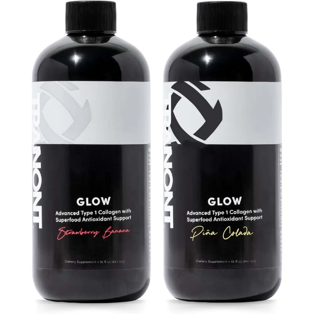 Tranont Glow Type 1 Liquid Collagen Peptides with Antioxidant-Rich Superfood Support for Healthier Hair, Glowing Skin, Strong Nails & Joints - 15 fl oz