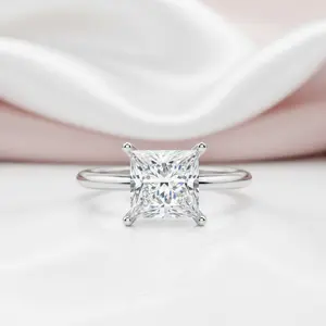 4.0 Ct Princess Cut Diamond Option Solitaire Engagement Ring