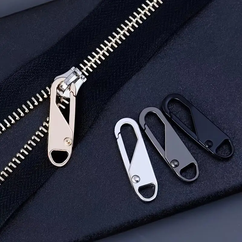 4pcs/set Random Color Stainless Steel Zipper Pull Replacement Kit, Zipper Replacement Kit, Zipper Replacement Kit for Jacket, Clothes, Bag, Luggage,