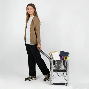 The small wheeled cart bag can be pulled, carried, or folded for storage. It is a must-have for school trips. Perfect for carrying school supplies, textbooks, and other items. Just pull it and you're ready to go!