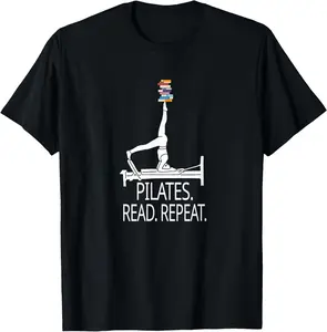 100% Cotton Pilates books Reformer Pilates Read Repeat T-Shirt