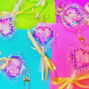 Holographic Heart Lollipop Keychain