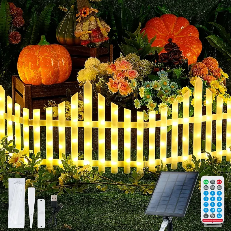 Hoodink 14" Festival Decorative Christmas Tree Fence Lights, 8-Pack with Remote Control, 8 Modes White Christmas Lights House, Hanging Decoration Ornaments Mood Lighting for Indoor/Outdoor Home Holiday Party