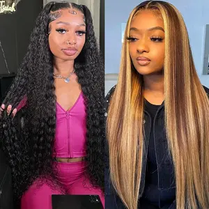 [Combo Sale 28"&22"] buy 1 get 2 wig" 13x4 Lace Front Wigs 28 Inch Human Hair Hair Pre Plucked HD Transparent Lace Frontal Human Hair Wigs 180% Density Human Hair Wig