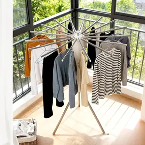 Tripod Clothes Drying Rack, Large Capacity Portable Space Saving Multi-Function Laundry Drying Rack for Indoor Outdoor Use, Ideal for Drying Clothing, Towel and Blanket for Laundry Room