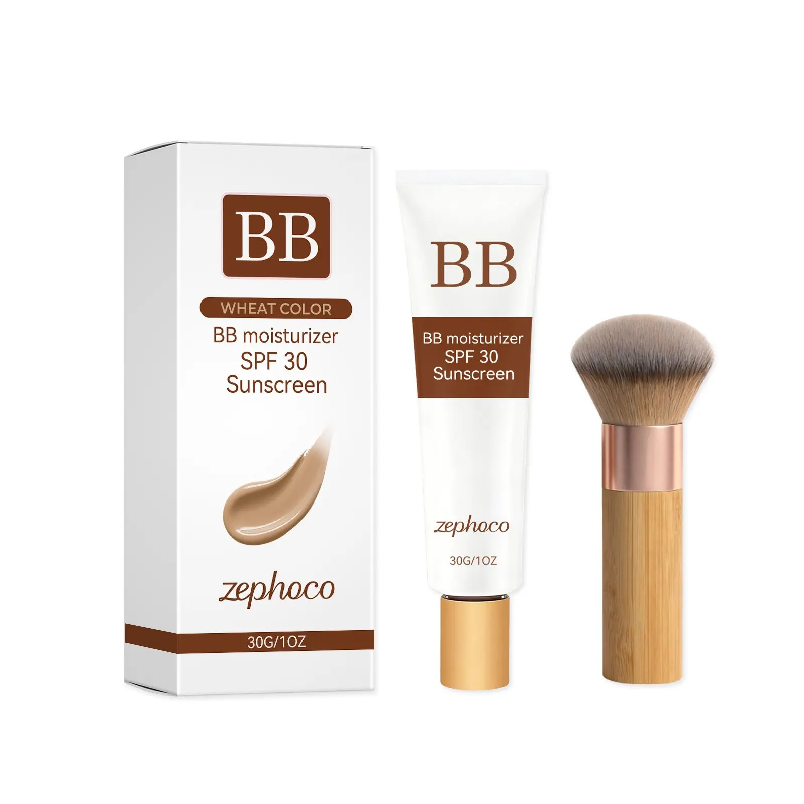 Moisturizing Protective Bb Cream, Hydrating Concealer Lightweight Foundation, Natural Fit Soft Matte Makeup, Long-Lasting Clear Base Bb Powder Liquid
